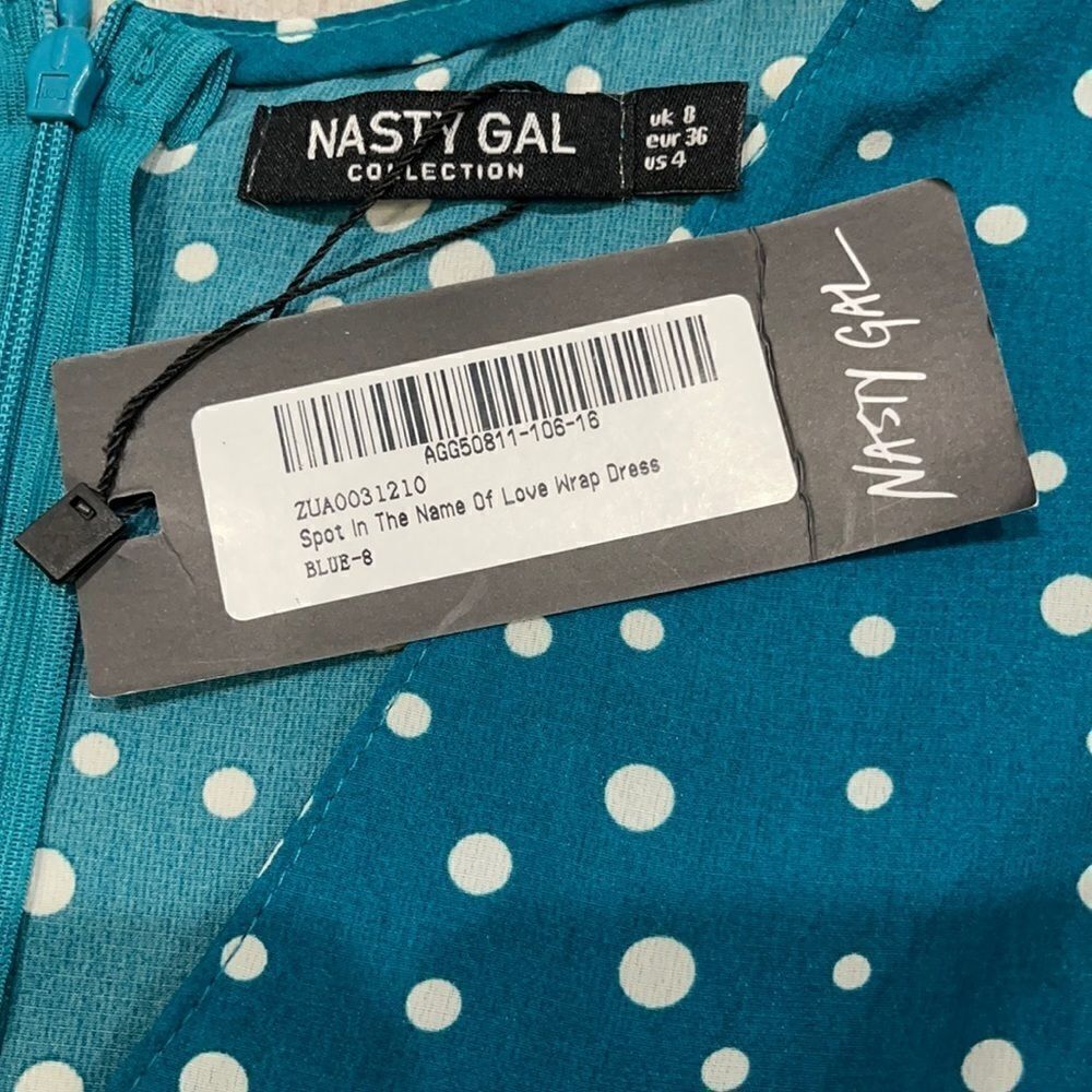 Nasty Gal Spot In The Name Of Love Spotty Wrap Dress Sz 4 - Picture 9 of 11